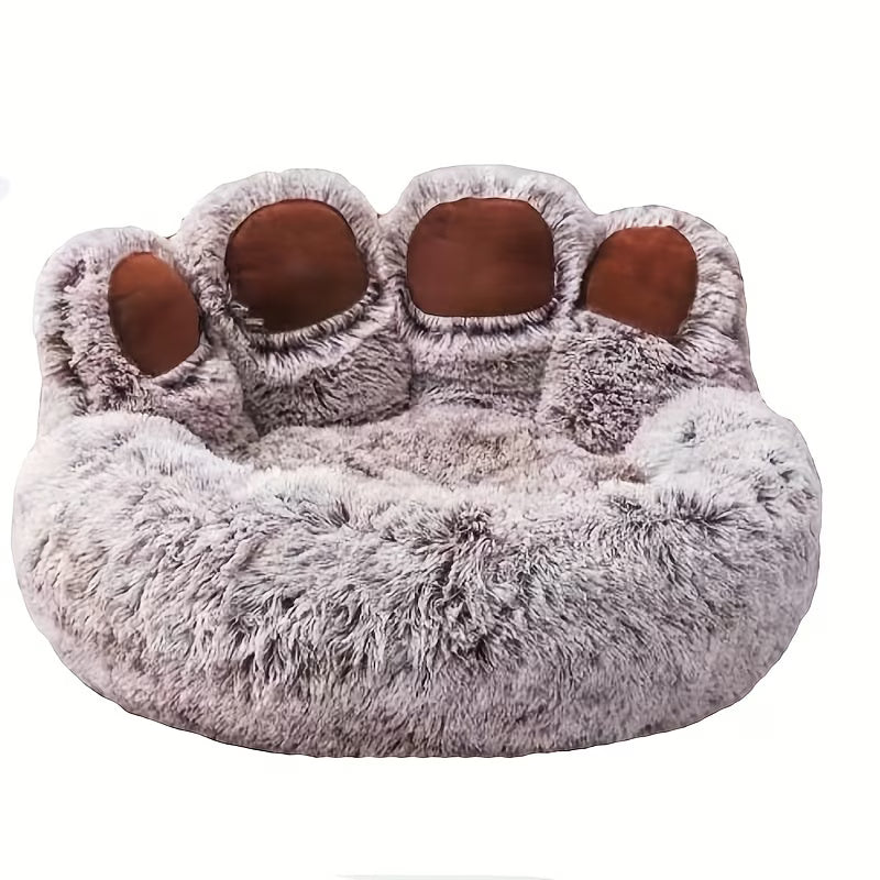 Furry Pals™ Pawprint Cozy Nest Bed – Ultra Warm Fluffy Winter Bed for Dogs & Cats