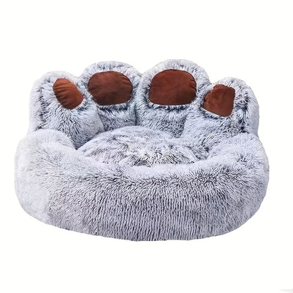 Furry Pals™ Pawprint Cozy Nest Bed – Ultra Warm Fluffy Winter Bed for Dogs & Cats